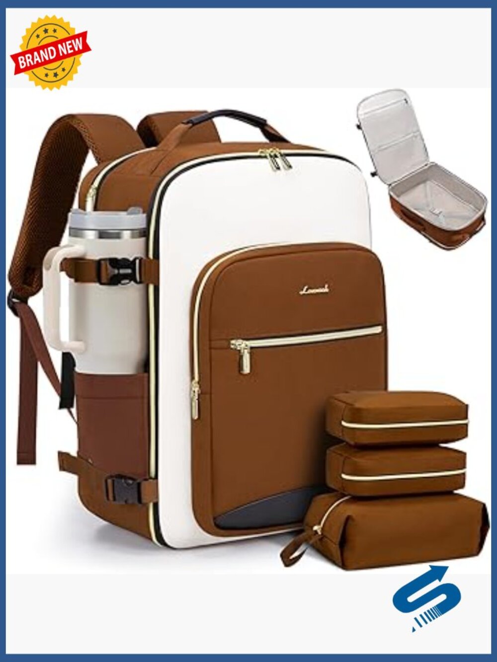 40L Travel Backpack Carry On Luggage with Packing Cubes Fits 17" Laptop